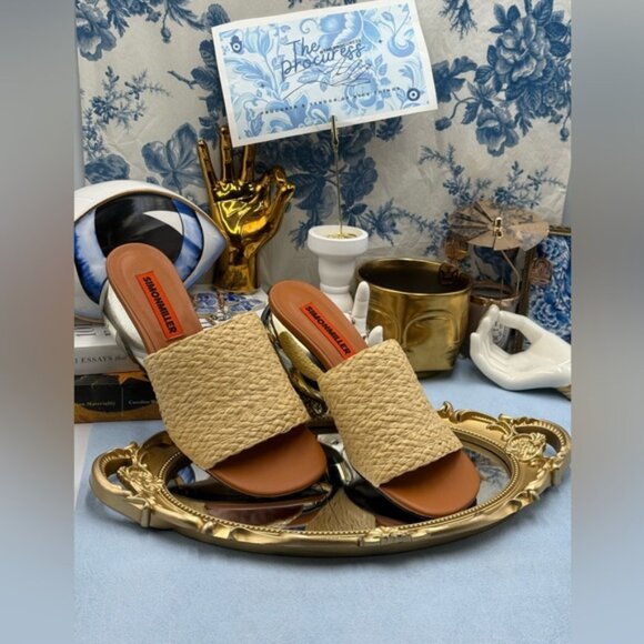 🆕 SIMONMILLER 🧿 NWOB Braided Raffia Moderno Sandals, Sculptural Heel Sz39 US 9 - Picture 2 of 14